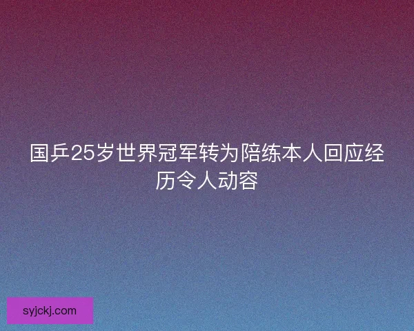 国乒25岁世界冠军转为陪练本人回应经历令人动容